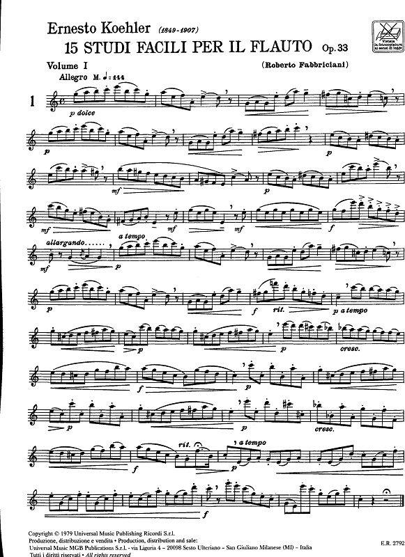 Studi Op. 33 - Vol I  - 15 Studi Facili Per Il Flauto - cvičení pro příčnou flétnu
